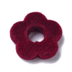 Perlas de resina flocky, flor, de color rojo oscuro, 14x15x4mm, agujero: 1.4 mm