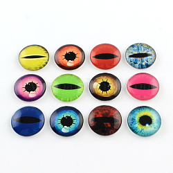 Half Round/Dome Dragon Eye Pattern Glass Flatback Cabochons for DIY Projects, Mixed Color, 8x3mm