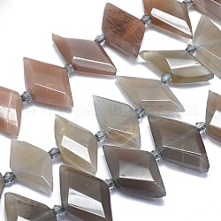 Chapelets de perles de sunstone naturelles, facette, losange, 21~32x10~18x5~7mm, Trou: 0.6~0.8mm, Environ 20~25 pcs/chapelet, 15 pouce ~ 15.7 pouces (38~40 cm)