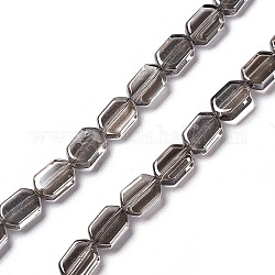 Chapelets de perles en verre électroplaqué, perle plaquée lustre, rectangle, grises , 9.5x6~6.5x3.5mm, Trou: 1mm, Environ 68 pcs/chapelet, 25.59'' (65 cm)