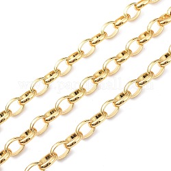 Brass Cable Chain, with Spool, Soldered, Real 18K Gold Plated, 12x3x9mm