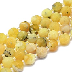 Natural Yellow Opal Beads Strands, Round, Faceted, 9~10mm, Hole: 1.4mm, about 34pcs/Strand, 15.16 inch(38.5cm)