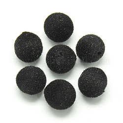 Abalorios de acrílico flocky, redondo, negro, 10mm, agujero: 2 mm, aproximamente 646 unidades / 359 g