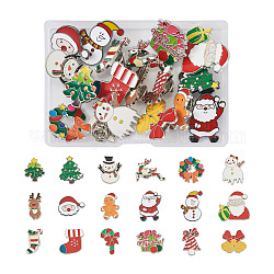 Yilisi 18 stücke 18 stil weihnachtsglocke & baum & socke & schneemann & zuckerstange emaille pin, Legierungsabzeichen für Rucksackkleidung, Mischfarbe, 20~30x13~30x1.5~2 mm, 1pc / style