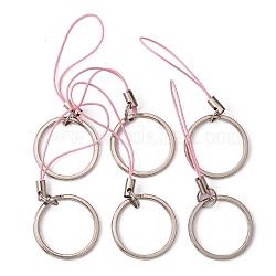 Sangles mobiles, avec ficelle de nylon et accessoires de fer, perle rose, 50mm