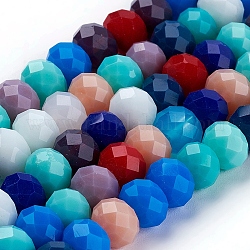Electrochapa perla brillo plateado imitación jade cristal facetado rondelle cuentas hebras, color mezclado, 8x6mm, agujero: 1 mm, aproximamente 69 pcs / cadena, 16.9 pulgada