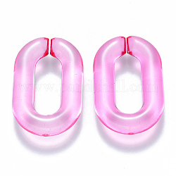 Transparentem Acryl Verknüpfung Ringe, Quick-Link-Anschlüsse, zur Herstellung von Kabelketten, Oval, neon rosa , 31x19.5x5.5 mm, Innendurchmesser: 19.5x7.5 mm