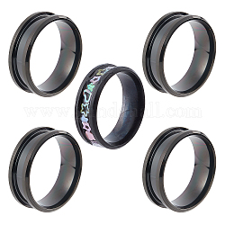 Sunnyclue 5 pz 201 impostazioni per anelli dito scanalati in acciaio inossidabile, anello del nucleo vuoto, per la realizzazione di gioielli con anello di intarsio, elettroforesi nera, misura degli stati uniti 10 1/4 (19.9mm)