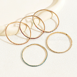 Real 18K Gold Plated Iron Bangle, Cubic Zirconia Bangle, Mixed Color, Inner Diameter: 2~2-3/4 inch(5~7cm)