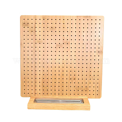 Planche de blocage carrée en bambou au crochet, avec 15 épingles de positionnement en acier, bisque, 28x28 cm