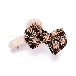 Kunststoffkralle Haarspangen, bedeckt mit Wolle und Stoff, bowknot & Herzen, Kokosnuss braun, 90x57x37 mm