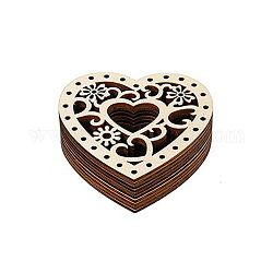 Decorazioni di pendenti a forma di cuore cavo in legno grezzo, per l'artigianato di abbellimento fai da te, papayawhip, 8x8x0.25cm, 10 pc / set