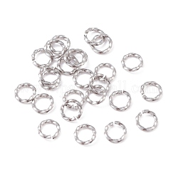 304 Stainless Steel Jump Rings, Open Jump Rings, Twisted, Stainless Steel Color, 18 Gauge, 6x1mm, Inner Diameter: 4mm