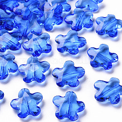 Perles en acrylique transparente, facette, fleur, bleu, 18.5x18.5x5.5mm, Trou: 1.2mm, environ 470 pcs/500 g