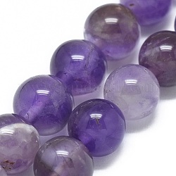 Natürlichen Amethyst Perlen Stränge, Runde, 8 mm, Bohrung: 1 mm, ca. 21 Stk. / Strang, 7 Zoll (18 cm)