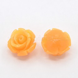 Synthetic Coral 3D Flower Rose Beads, Dyed, Orange, 6x6mm, Hole: 1mm