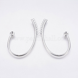 Alu Manschette Ohrring Strass Fassungen, mit horizontaler Schleife, Silber, für 4 mm Strass, 56x36x4 mm, 6 Gauge, Bohrung: 1 mm