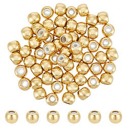 BENECREAT 60Pcs 18K Gold Plated Brass Beads, 6x4.5mm Stopper Beads, Rondelle Spacer Beads, Slider Beads with Rubber Inside for Necklaces Bracelets Jewelry Making, Hole: 2mm
