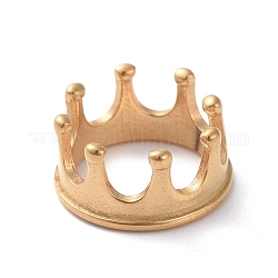Encantos de 304 acero inoxidable, corona, dorado, 12x6mm, diámetro interior: 10 mm