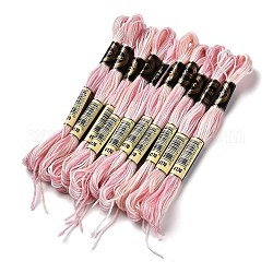 10 ovillo de hilo de bordar de poliéster de 6 cabos, hilos de punto de cruz, segmento teñido, rosa perla, 0.5mm, aproximadamente 8.75 yarda (8 m) / madeja