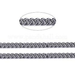Cadenas de eslabones cubanos de hierro, cadenas gruesas, sin soldar, con carrete, oval, gunmetal, 14x10x3mm, aproximadamente 49.21 pie (15 m) / rollo