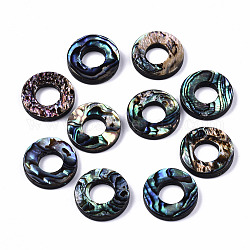 Perles de coquille d'ormeau naturel/coquille de paua, donut, colorées, 18.5x3.5mm, Trou: 1mm