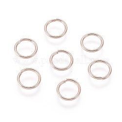 304 in acciaio inox anelli di salto aperto, oro roso, 18 gauge, 9x1mm, diametro interno: 7mm