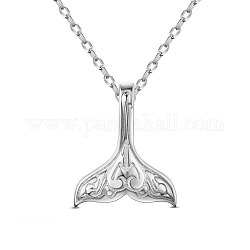 Shegrace 925 collane con pendente in argento sterling placcato rodio, con 925 francobollo, forma della coda di balena, platino, 15.75 pollice