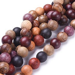 Chapelets de perles en bois naturel, ronde, colorées, 10mm, Trou: 1.2mm, Environ 40 pcs/chapelet, 15.7 pouce (40 cm)