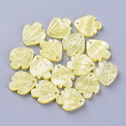 Pendentifs en acétate de cellulose (résine), poisson, jaune verge d'or clair, 15x13x3mm, Trou: 1.2mm