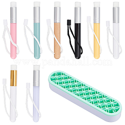 Globleland 9 pz 9 stili in fibra sintetica spazzola per la pulizia profonda dei pori del naso e custodia multiuso in silicone, colore misto, 10.7x1.2cm