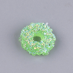 Cabochons en résine, de couleur plaquée ab , donut, nourriture imitation, vert clair, 17~18.5x7~8mm