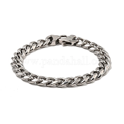 304 bracelet chaîne à maillons cubains en acier inoxydable, couleur inoxydable, 8-7/8 pouce (22.6 cm)