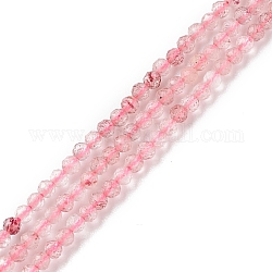 Chapelets de perles aux fraises en quartz naturel, facette, ronde, 2mm, Trou: 0.5mm, Environ 175 pcs/chapelet, 14.9 pouce (38 cm)
