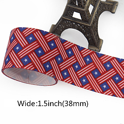 La cinta del grosgrain del poliester, con el patrón de rombos, rojo, 1-1/2 pulgada (38 mm), 50 yardas / rodillo