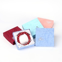 Saint Valentin Cadeaux boîtes Forfaits boîtes bracelet en carton, carrée, couleur mixte, environ8.8 cm de large, 8.8 cm de long, 2.2 cm de haut
