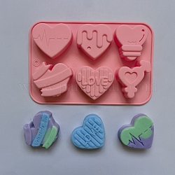 Moules à savon coeur en silicone bricolage, pour la fabrication de savons artisanaux, La Saint-Valentin, corail lumière, 185x124x20mm
