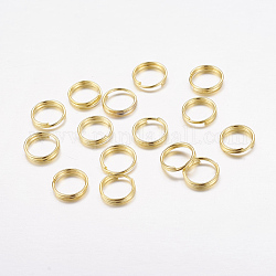 Iron Split Rings, Double Loops Jump Rings, Cadmium Free & Lead Free, Golden, 7x1.4mm, about 6.3mm inner diameter