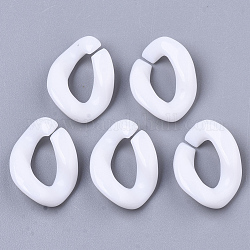 Opake Acryl Verknüpfung Ringe, Quick-Link-Anschlüsse, für Schmuck Bordsteinketten machen, Twist, weiß, 19x13x4 mm, Innendurchmesser: 5x9 mm, ca. 1250 Stk. / 500 g
