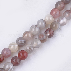 Chapelets de perles en agate naturelle du Botswana, ronde, 4mm, Trou: 0.8mm, Environ 45~50 pcs/chapelet, 7.6 pouce