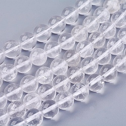 Natürlichem Quarz-Kristall-Perlen Stränge, Bergkristallperlen, Runde, Transparent, 10 mm, Bohrung: 1 mm, ca. 38 Stk. / Strang, 14.9 Zoll