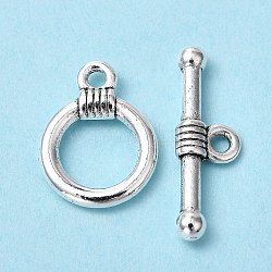 Tibetan Style Alloy Toggle Clasps, Lead Free and Cadmium Free, Antique Silver, 15x11mm, Hole: 2mm