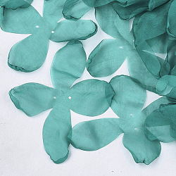 Organza Fabric, For DIY Jewelry Making Crafts, Flower, Dark Turquoise, 140~150x100~130mm, Hole: 2mm