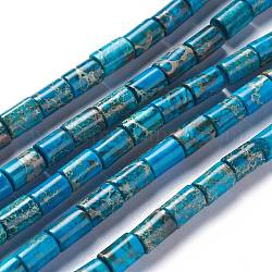 Natürliche kaiserliche Jaspisperlenstränge, gefärbt, Würfel, Deep-Sky-blau, 6~6.5x8~9 mm, Bohrung: 1.4 mm, ca. 43 Stk. / Strang, 15.75'' (40 cm)