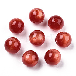 Perles en résine, pierre d'imitation, ronde, firebrick, 12mm, Trou: 2mm