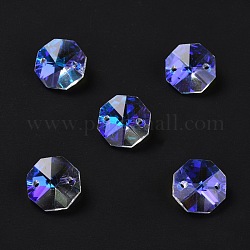 Electroplate Glass Links Connectors, Faceted, for Chandelier Prism Beads Chain, DIY Craft Jewelry Decoration, Octagon, Clear AB, 14x14x7.5mm, Hole: 1.6mm
