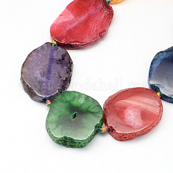 Poligonali tinti agata naturale fili di perline, colorato, 16~50x15~38x5~8mm, Foro: 2~3 mm, circa 8~11pcs/filo, 16.8 pollice