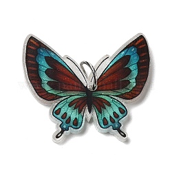 Colgantes acrílicos opacos, con anillo de salto de hierro platino, charms de la mariposa, colorido, 25.8x30x4mm, agujero: 5.2 mm