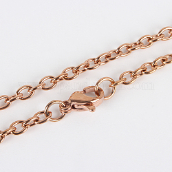 304 Stainless Steel Cable Chains for Necklace Making, with Lobster Claw Clasps, Vacuum Plating, Rose Gold, 23.6 inch(59.9cm)