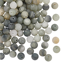 Olycraft 2 brins givrés ronds de perles de quartz rutile vert naturel brins, 8mm, Trou: 1mm, Environ 48 pcs/chapelet, 15.7 pouce (39.88 cm)